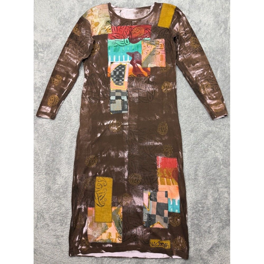 VC‎ Torias Dress Womens OS One Size Multicolor Art to Wear Hand Painted Signed